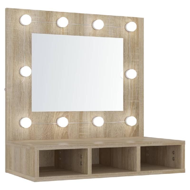 ARMOIRE À MIROIR AVEC LED 60 X 31,5 X 62 CM CHÊNE 02_0006670_0