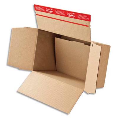 CAISSE CARTON A FOND AUTOMATIQUE HAUTEUR VARIABLE ET FERMETURE AUTOCOLLANTE 44,5 X 31,5 X 18-30 CM - LOT DE 10