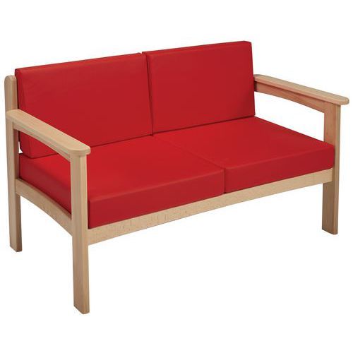 CANAPÉ 2 PLACES AUTIZE STRUCTURE NATUREL PVC 664 ROUGE - MANUTAN EXPERT