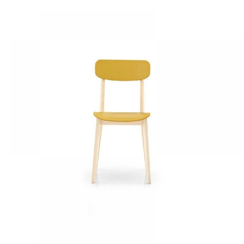 Chaise design Calligaris Cream - plastique vert, piétement en bois, recyclable_0
