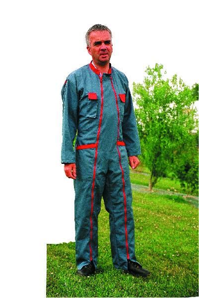 COMBINAISON  TERGAL GRISE POCHE ROUGE 2 FERMETURE T.2