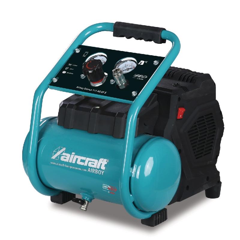 Compresseur d'air à batterie silencieux sans huile cuve 6 L 120 L/min 8 bars 18 V Aircraft AIRBOY SIL111 AS OFE_0