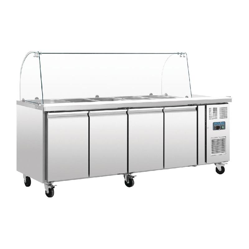 Comptoir de préparation réfrigéré gn avec pare-haleine série u 4 po... - PCT395_0
