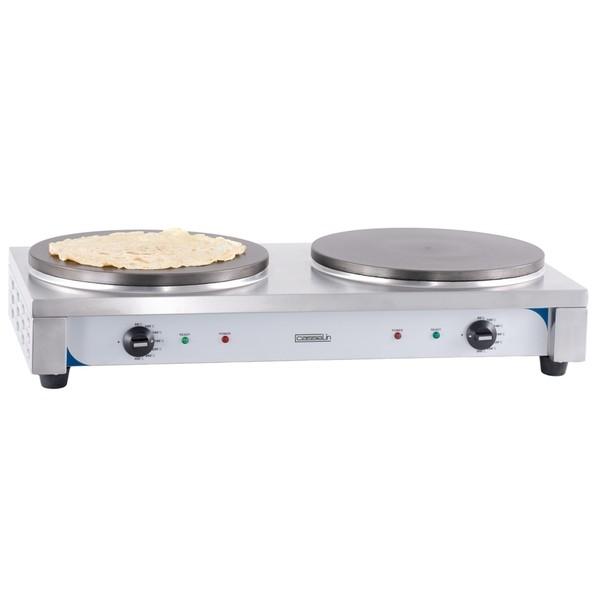 Crêpière électrique double en inox - Plaques en fonte Ø35 & Ø40 cm - Casselin_0