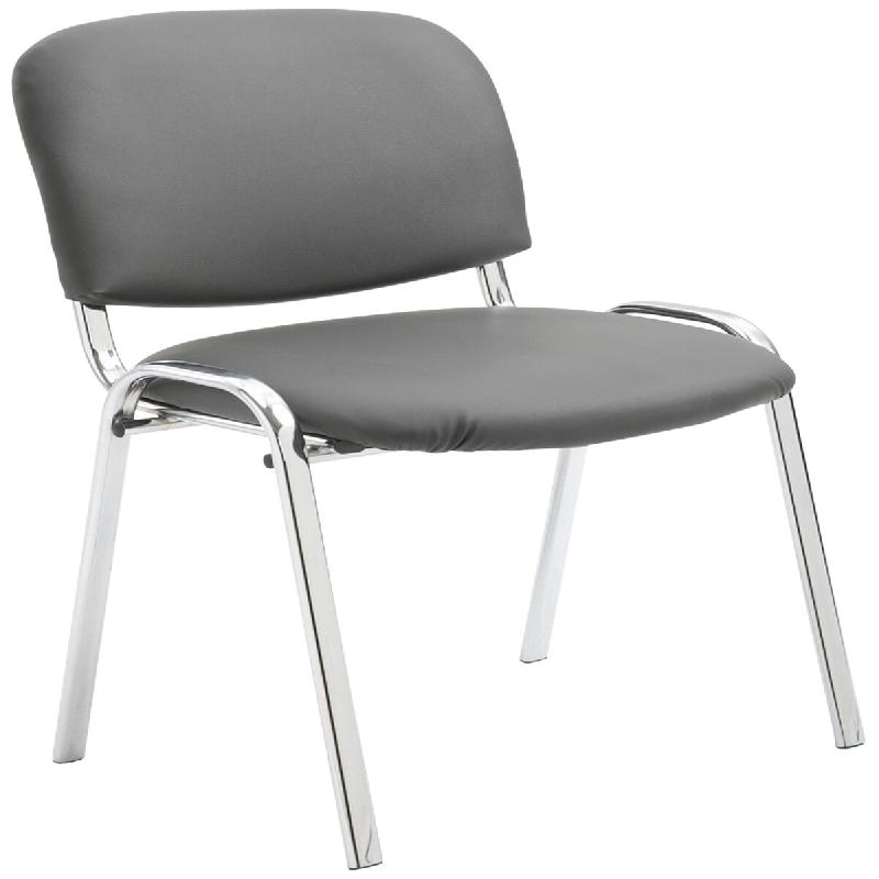 Décoshop26 - Chaise visiteur empilable zone d'attente en PVC gris piètement à 4 pieds en métal chromé 10_0008397 - 3000266631748_0