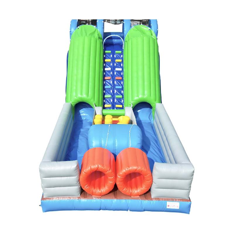 Double toboggan gonflable obstacles - 10x5x5m - Réf. TBG30-CH - Sécurité CE EN 14960_0