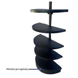 EUROP'METAL - Terminaison de Gondole Centrale DEMI-RONDE Noir - H.164xP.40cm - Base + 4 Tablettes Supérieures - TG12PROF400N - Noir Acier_0