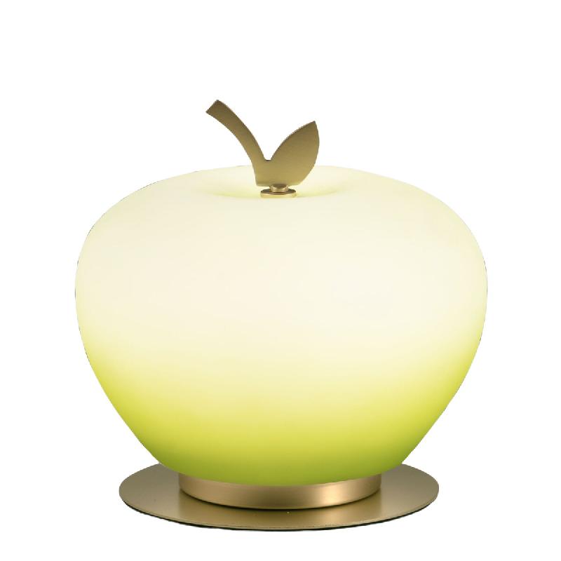Fabas Luce Lampe De Table Wendy, Led Intégrée 8 W, Lumière Verte 3000 K, Laiton Satiné, Variateur Tactile, Verre Soufflé - Design Élégant - mul_0
