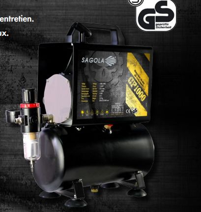 Gp1000 - Compresseur à piston simple et monocylindre Sagola - Débit 23 L/min, 1/6 HP, 47 dB_0
