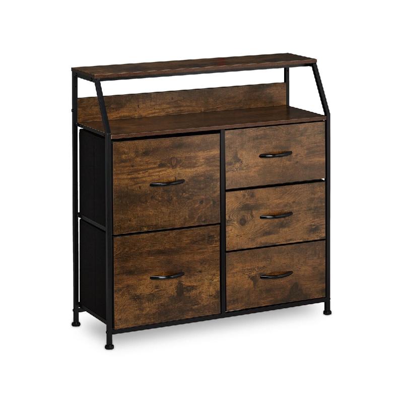 Helloshop26 - Commode à tiroirs rustique style industriel 90 x 40 x 80 cm grand espace de rangement décoratif en métal noir 13_0010887 - noir méta_0