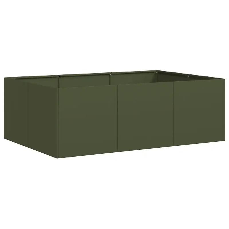 Helloshop26 - Jardinière rectangulaire extérieure moderne fond ouvert 120 x 80 x 40 cm en acier vert olive 02_0051532 - vert acier 3000236964012_0