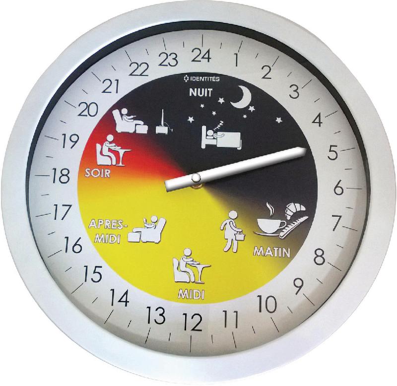 HORLOGE 24 HEURES Ø 30 CM ARGENT