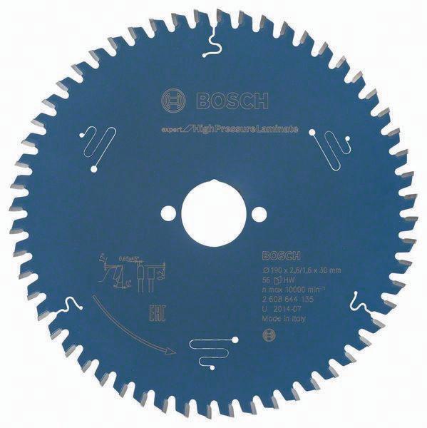 Lame pour scie circulaire BOSCH - Diamètre 190 mm - 56 dents TR-F - Perçage 30 mm - Largeur de coupe 2,6 mm - HM_0