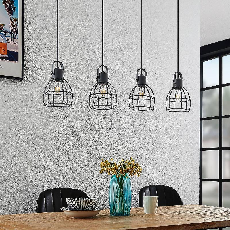 LINDBY FLINTOS SUSPENSION, À 4 LAMPES, NOIRE