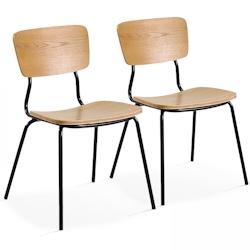 Oviala Business Lot de 2 chaises en bois vintage - marron Bois massif 108252_0