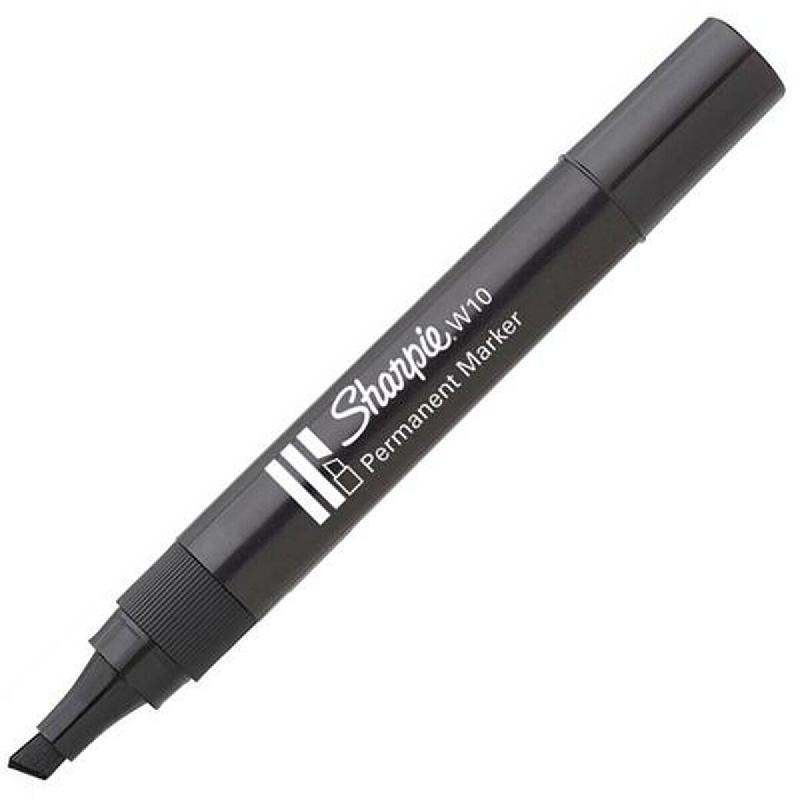 Marqueur permanent Sharpie W10, pointe biseautée, encre noire - 8008285554111_0