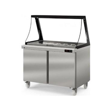 Meuble saladette 18 bacs GN1/6 - Sur roulettes Coreco SDTP-48-18-LGLBA-1_0