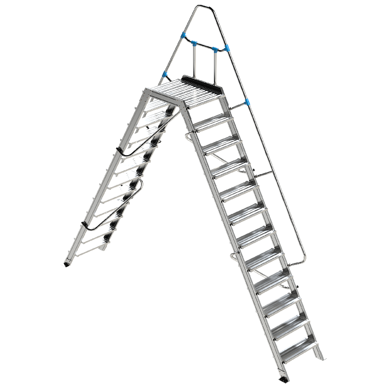 Plateforme double accès 60° - 2 x 12 marches - 0,60 x 4,13 m - Hauteur 2,96 m - Longueur 4,46 m_0