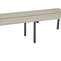 PÔLE DE 4 BUREAUX DROITS CHÊNE GRIS L 280 X P 126 CM, PIÉTEMENT MÉTAL ANTHRACITE - ARCH