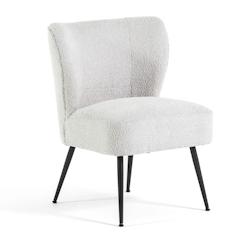 RATTATAN Fauteuil rembourré avec assise à ressorts,en tissu bouclé doux,pieds en métal,fauteuil de salon,chambre à coucher,design classique–Ire_0