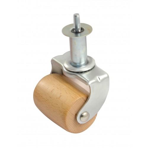 ROULETTE PIVOTANTE GALET BOIS 70 MM - CHARGE 100 KG - M 10 - HAUTEUR 200 MM AVL