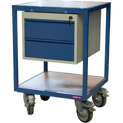 SERVANTE 400KG 2 PLATEAUX BOIS 600X600 MM 2 TIROIRS - FIMM