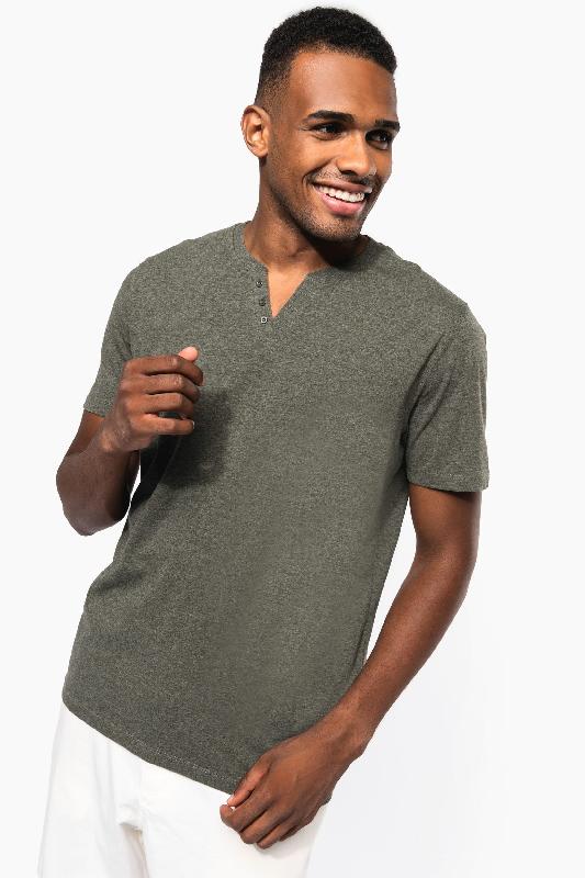 T-shirt écoresponsable Henley manches courtes homme - Kariban - 140 g - Réf: KNS302_0