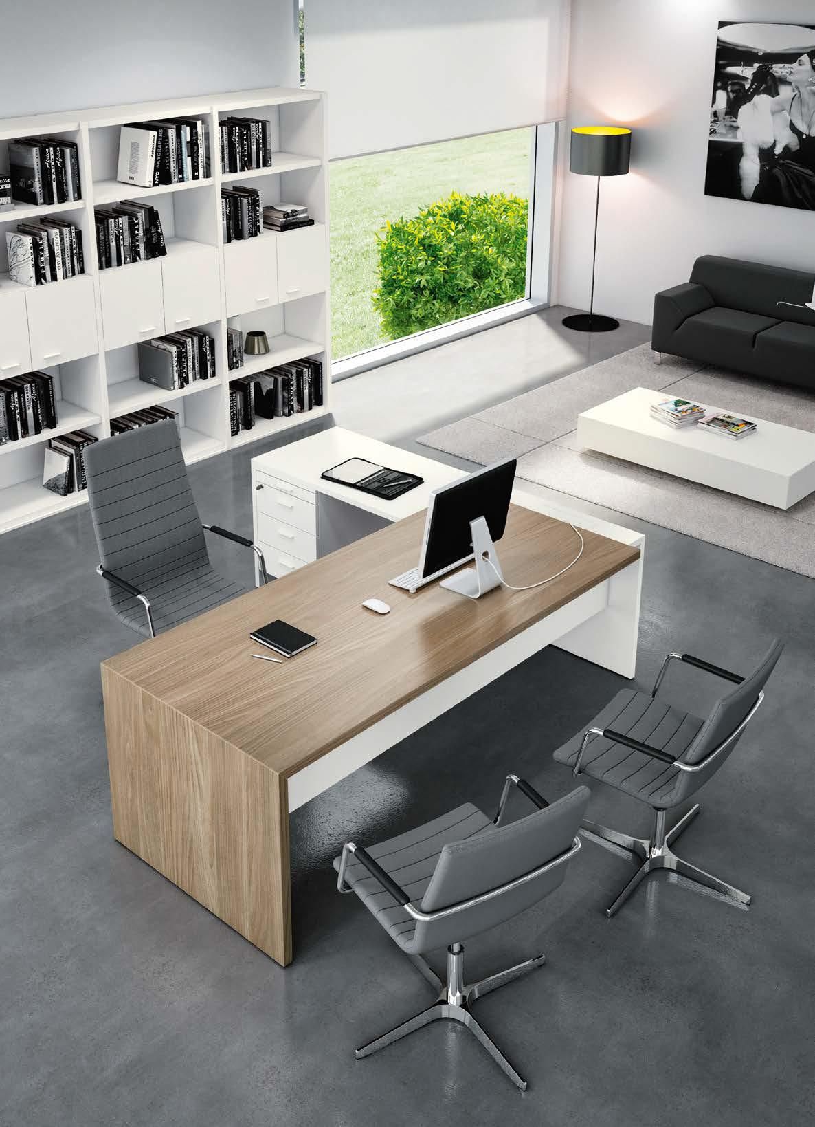 Bureau de direction moderne et stylé - T45 - Quadrifoglio avec câblage intégré et tables de réunion élégantes_0