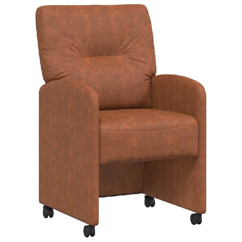 VidaXL Chaises de Salle à Manger avec Roues 2 pcs Marron Simili cuir Modèle Delice Chic - 42017840_0