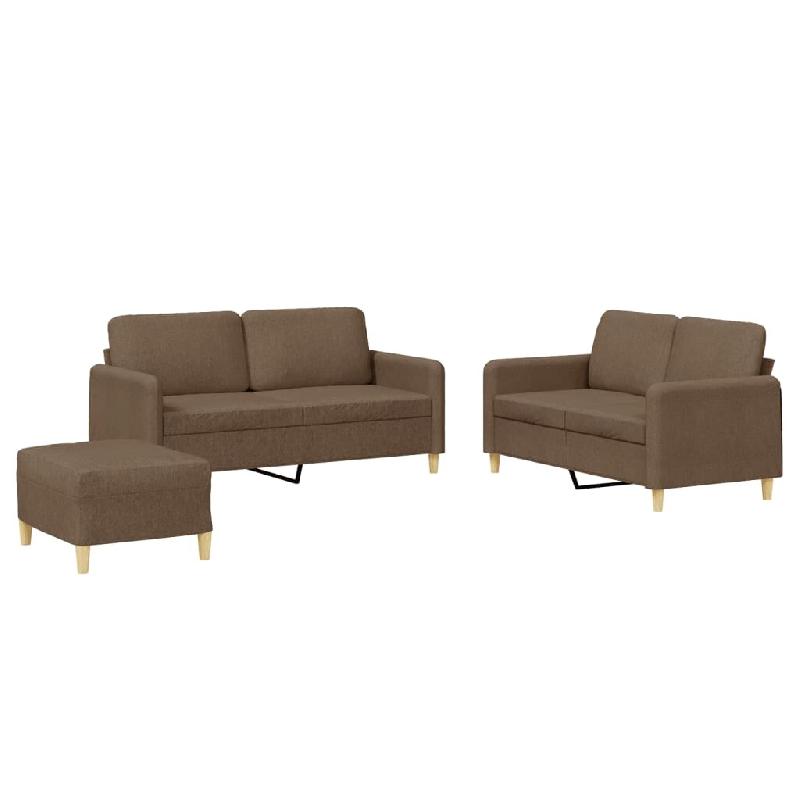 VidaXL Ensemble de canapés 3 pcs avec coussins Marron Tissu Modèle Atlas Premium - 3202097_0