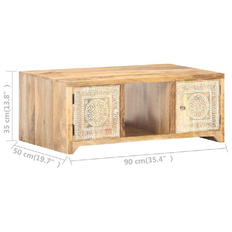 VidaXL Table basse 90x50x35 cm Bois solide de manguier Modèle Apex Confort Élite - 321801XL_0