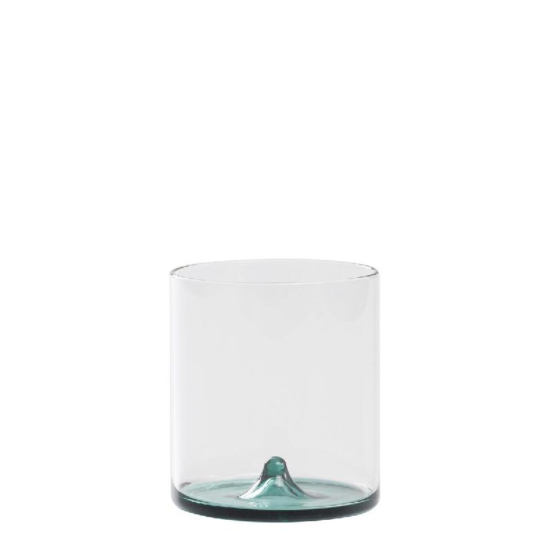 Zafferano Ensemble De 4 Tumbler Discobolo En Verre Borosilicaté Soufflé À La Main, Capacité 34,5 Cl, Design Transparent Avec Fond Vert Lac Pour Ta_0