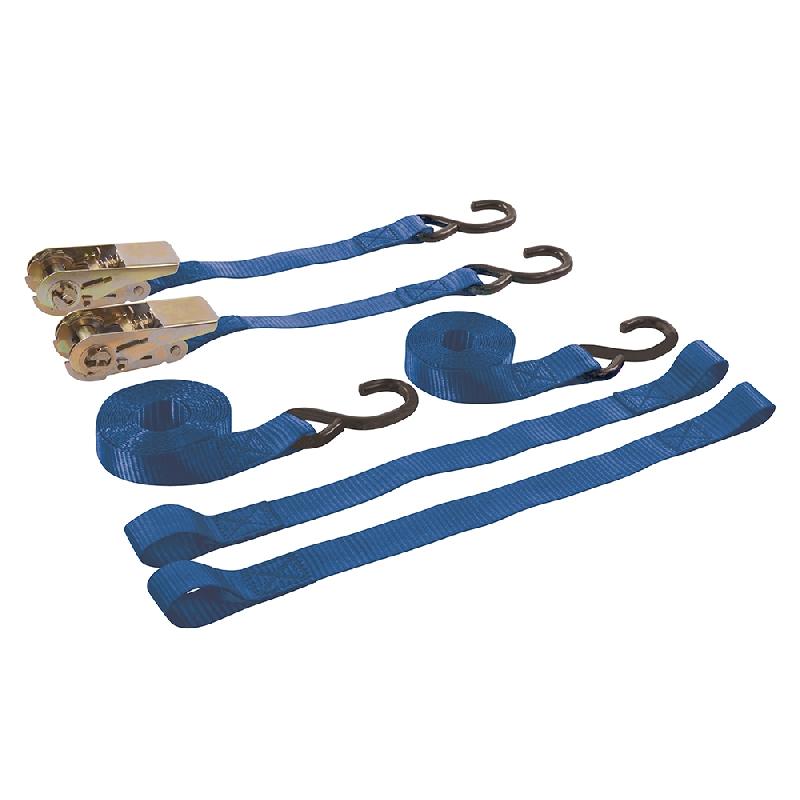 Sangle à cliquet - Lot de 4 pièces pour moto - Polyester 25 mm - Capacité 700 kg - Classé 350 kg - SIL_0