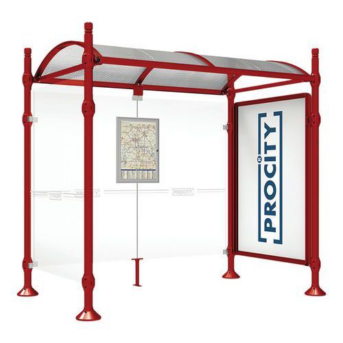 ABRI BUS PROVINCE 2.50 M VITRINE 1 BARD LAT. CITY ROUGE 3004 - PROCITY