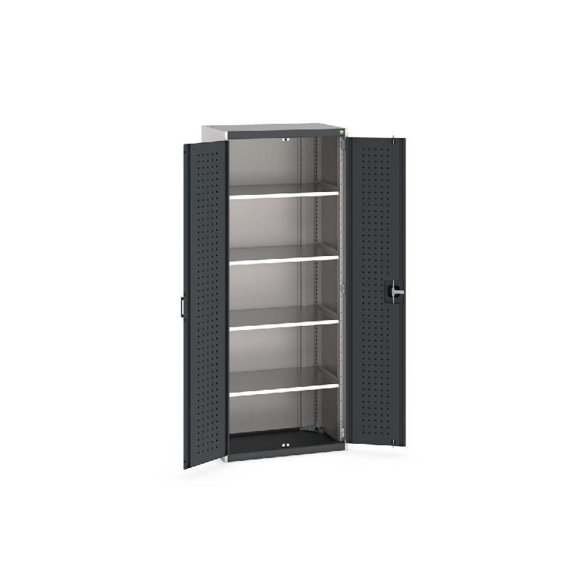 Armoire d'atelier Cubio SMF-8520-1.2 - Portes perforées - 4 tablettes réglables - 800x525x2000 mm_0