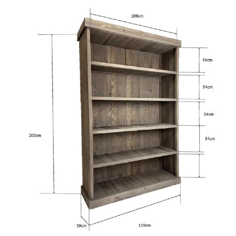 Buffet Héritage pin vieilli 4 étagères L119xP39xH200cm_0