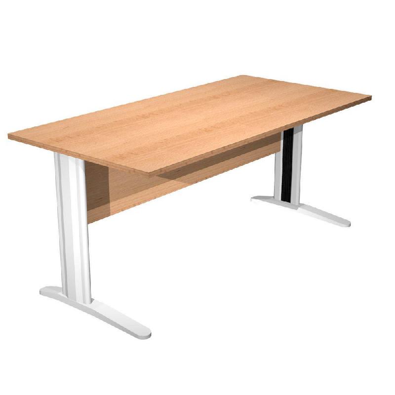 BUREAU DROIT PRONTO PRESTIGE - L.140 X P.80 CM - PLATEAU HETRE - PIEDS L BLANCS