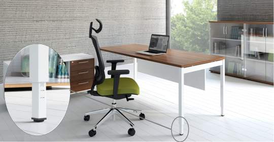 Bureau ergonomique réglable en hauteur par vis - Piètement Arche réglable de 62 à 82 cm par pas de 2 cm - YOGI-Y_0