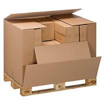CAISSE CONTAINER KRAFT AVEC ABATTANT, DOUBLE CANNELURE L 118 X L 78 X H 80 CM