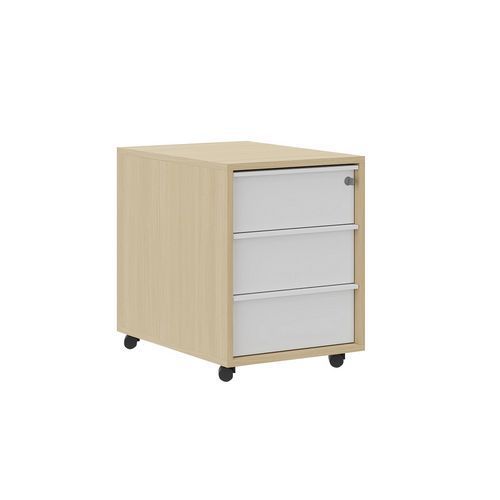 CAISSON MOBILE CHÊNE CLAIR/BLANC 3 TIROIRS MANUTAN