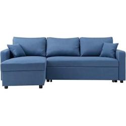 Canapé d'angle réversible convertible grand couchage + coffre - Tissu Bleu- L 228 x P 148 x H 86 cm - OWENS AUCUNE - bleu 3666749460757_0