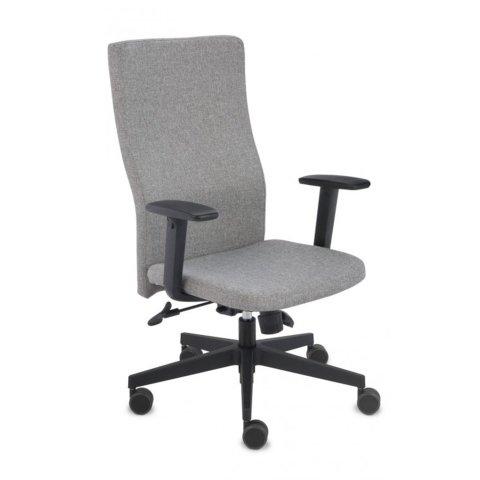 CHAISE DE BUREAU ERGONOMIQUE TEAM PLUS, TISSU, AVEC ACCOUDOIRS 1D, MÉCANISME SYNCHRONE, PIEDS NOIRS - GRIS