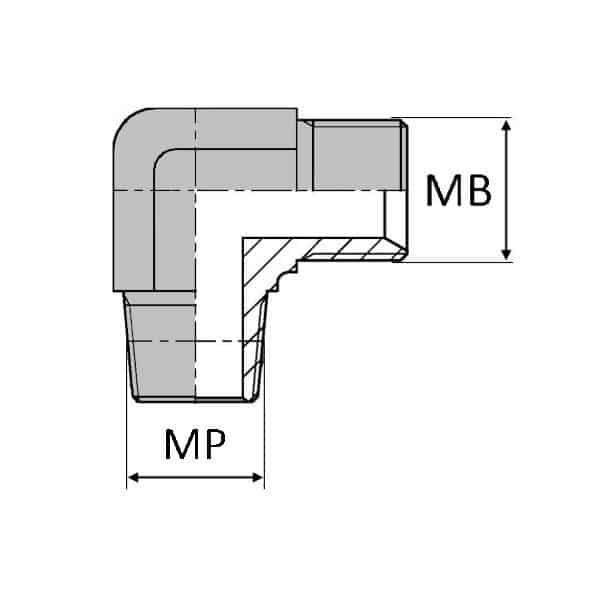 Coude 90° mâle BSP x mâle NPT - 3/8' , 16.66 , 1/4' , 13.61_0