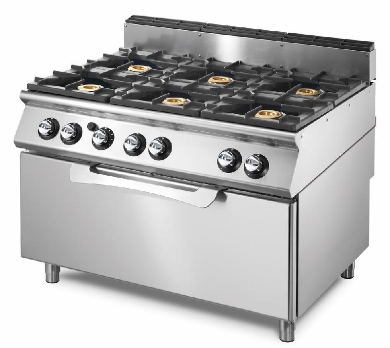 Cuisinière à gaz sur four statique - 6 brûleurs - VS70120CFGG - 1200x730x870 mm_0