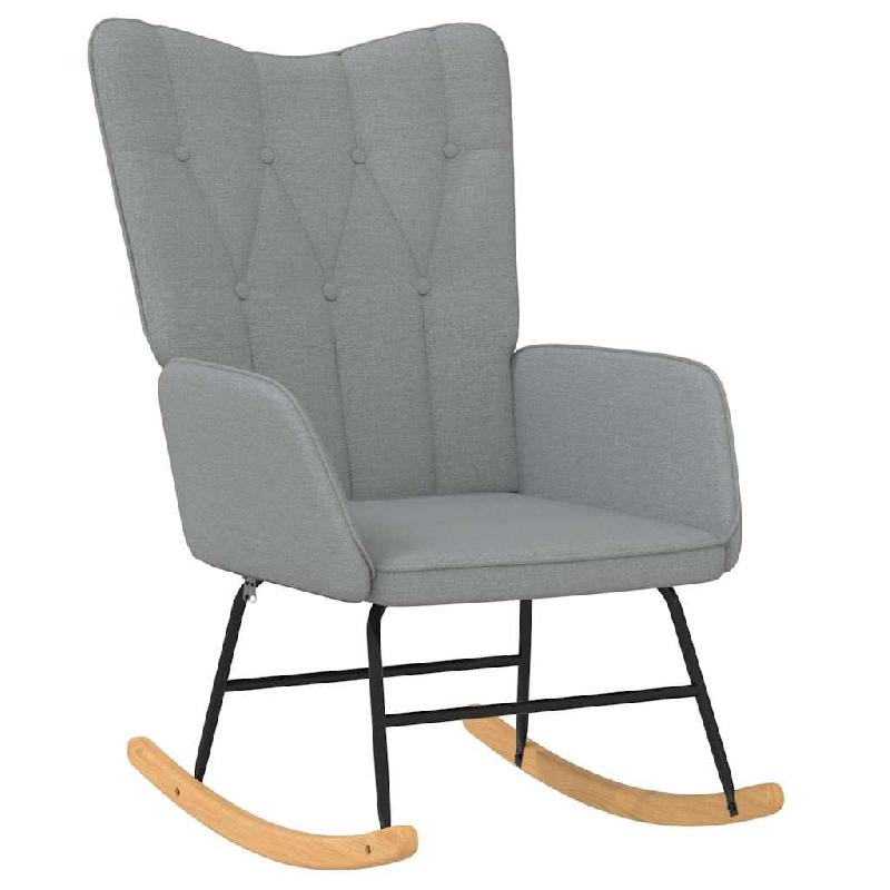 Décoshop26 - Fauteuil à bascule d'allaitement rembourré relax pour salon en tissu gris clair DEC028956 - gris 3000257136344_0