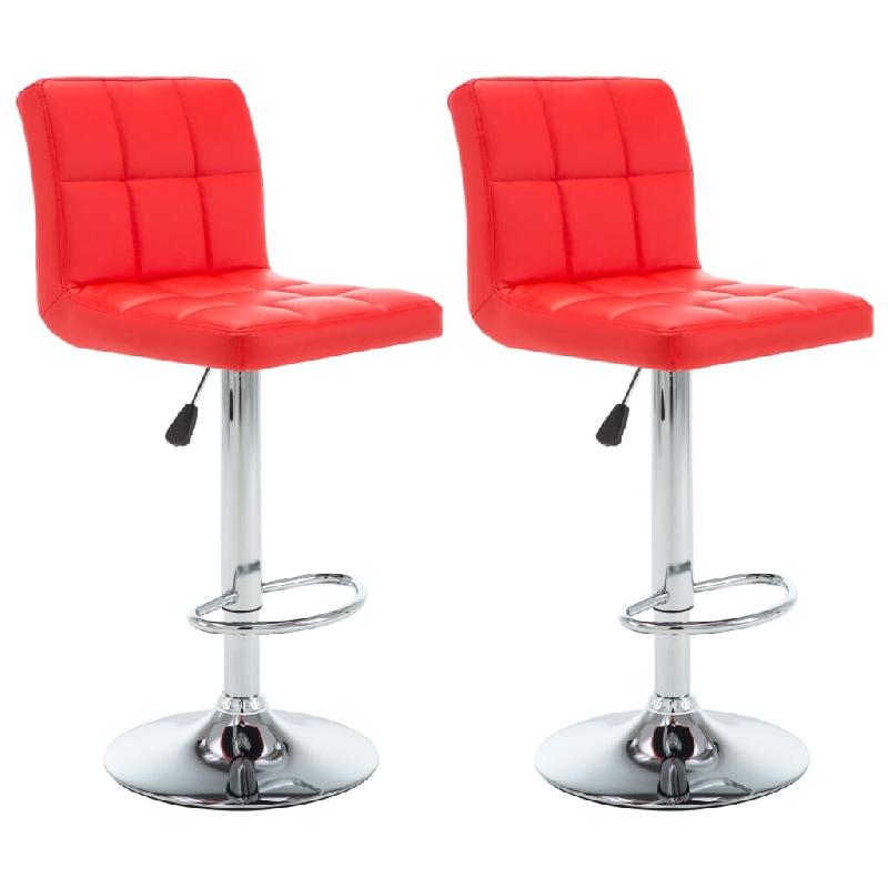 Décoshop26 - Lot de 2 tabourets de bar chaises hautes hauteur réglable en PVC rouge et acier DEC029873 - rouge acier 3000257603402_0
