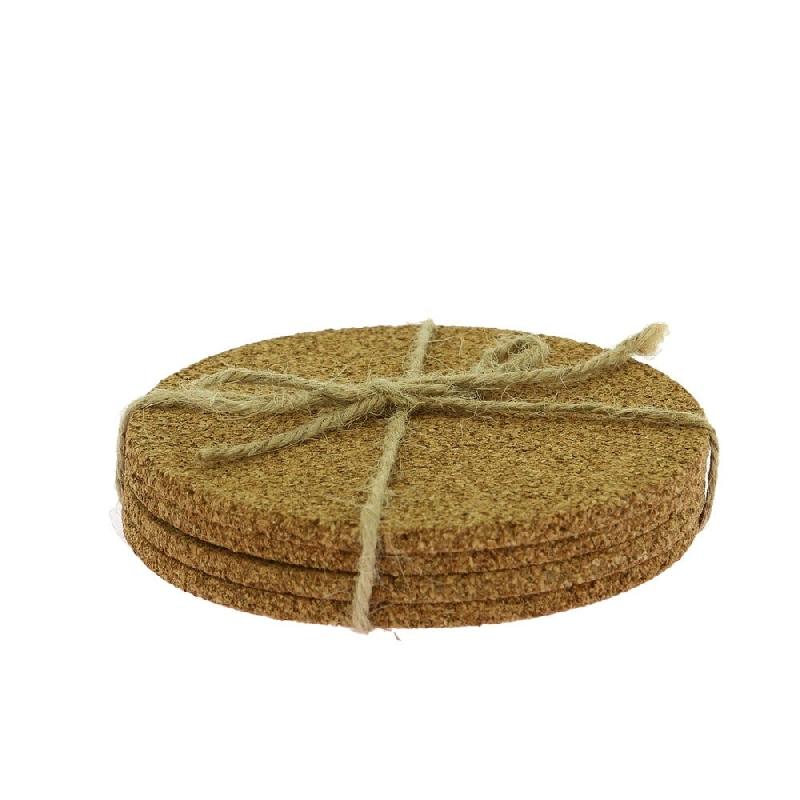 Dessous de verre liege naturel lot de 4  Ø10x2 cm - par 100_0
