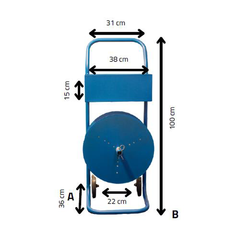 Dévidoir à roulettes pour feuillard PP avec joue plastique - Dimension mandrin de 25 à 280 mm_0