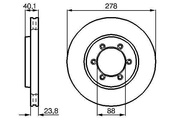 Disque de frein Bosch 0986478967 - ventilé intérieur - boîte de 2 disques - 6 trous_0