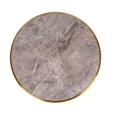 Emh Plateau de table rond Ø60 cm marbre gris brillant – pierre frittée et chant doré - gris Matériau naturel PLATPIERFRITD60MARGR_0